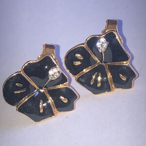 Black and Gold Floral Earrings